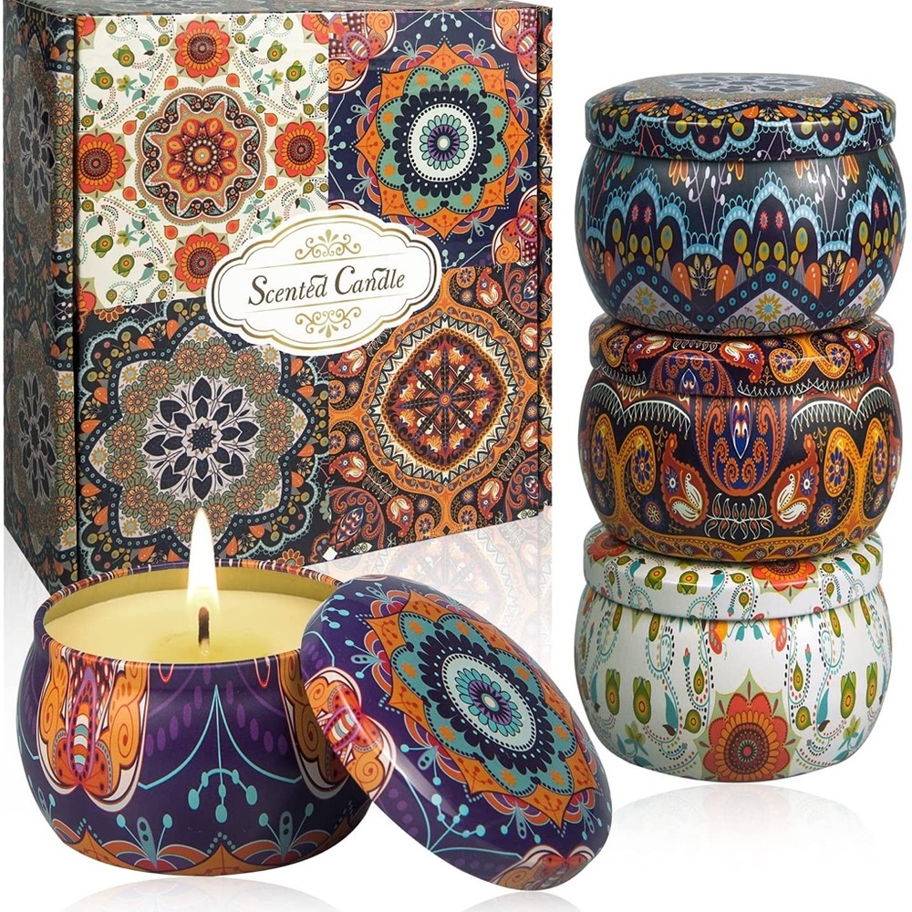 Aromatherapy Candles 4 Cans Made of 100% Natural